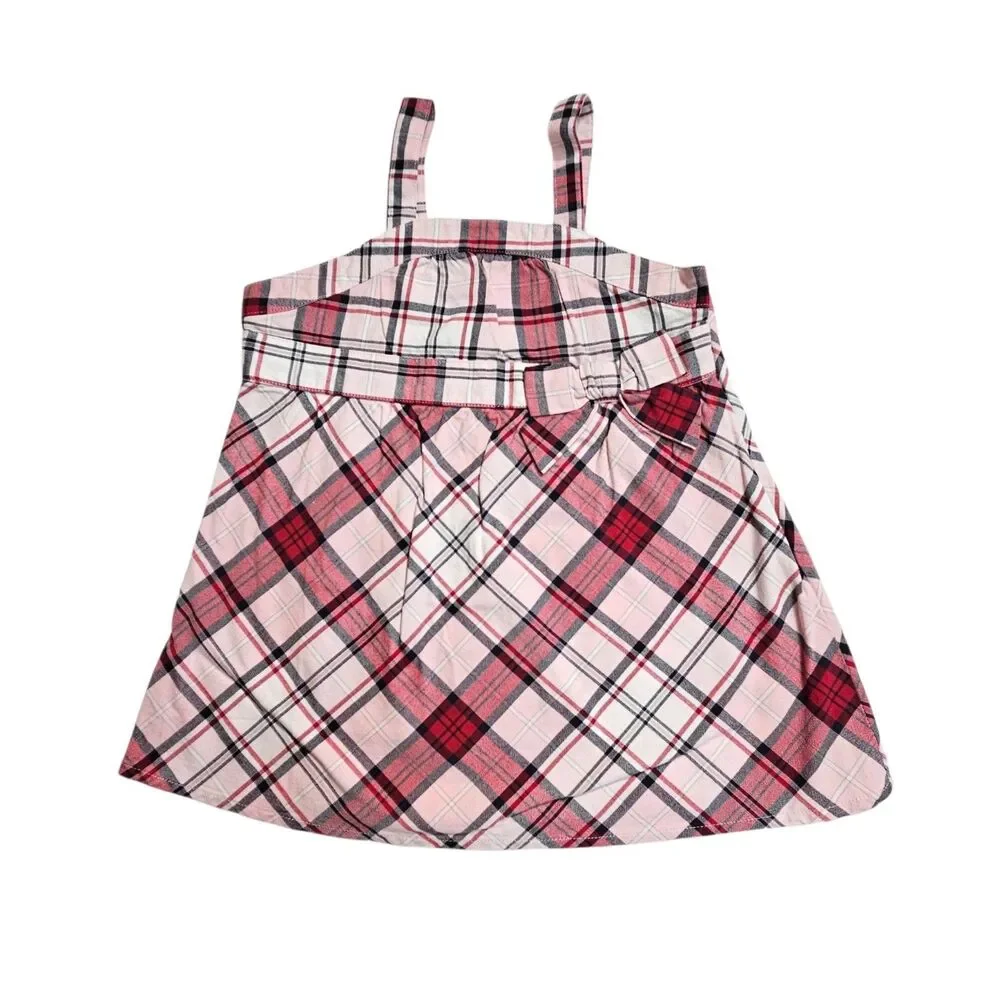 Vintage Gymboree Top Girls Size 5 Pink Plaid Rock Star Swing Tank With Bow NWT